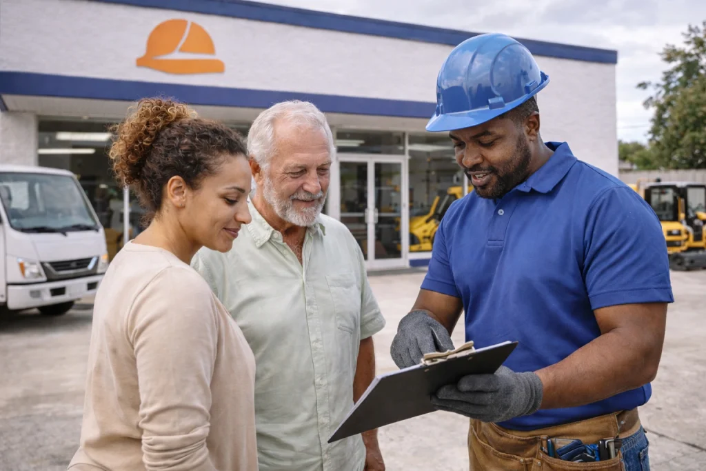 Atendimento sobre aluguel de serra de bancada com orientação técnica