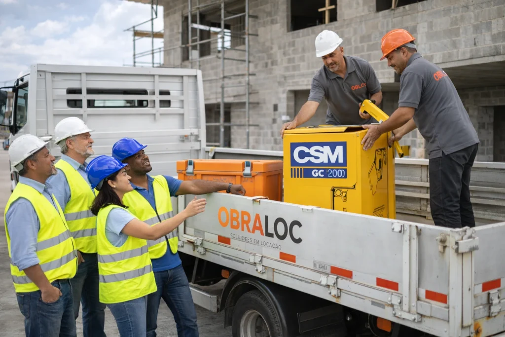 Entrega de aluguel de guincho CSM GC 200 diretamente no canteiro de obras