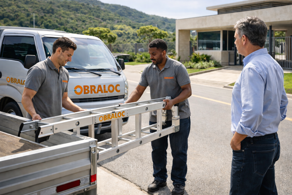 Entrega e retirada facilitadas no aluguel de escadas em Nova Lima com atendimento no local