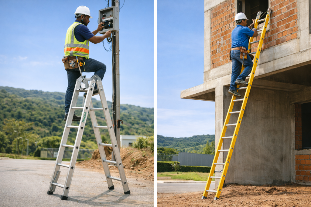 Uso correto de equipamentos no aluguel de escadas em Nova Lima em serviços externos e em altura
